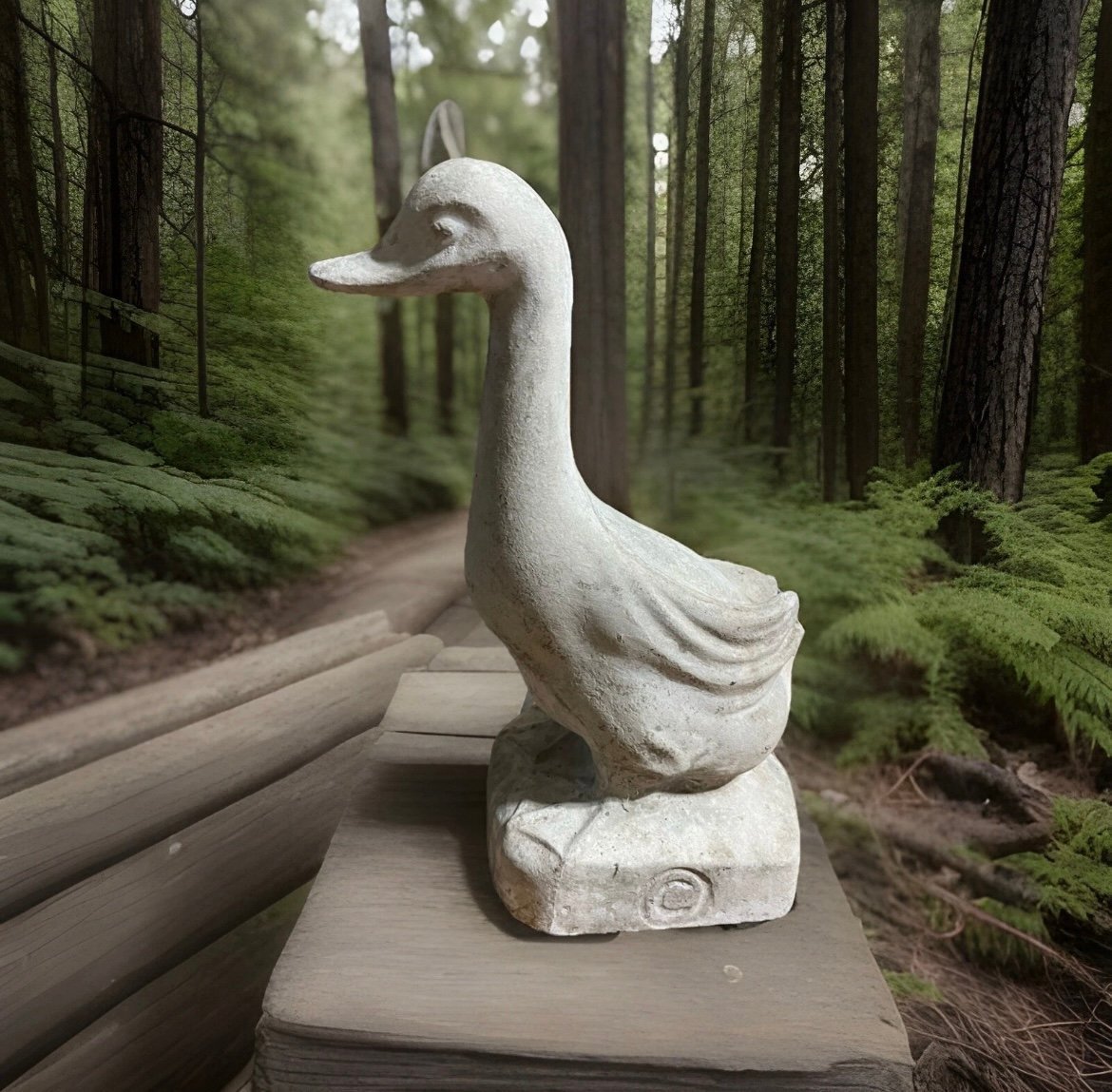 Vintage Concrete-Stone Duck