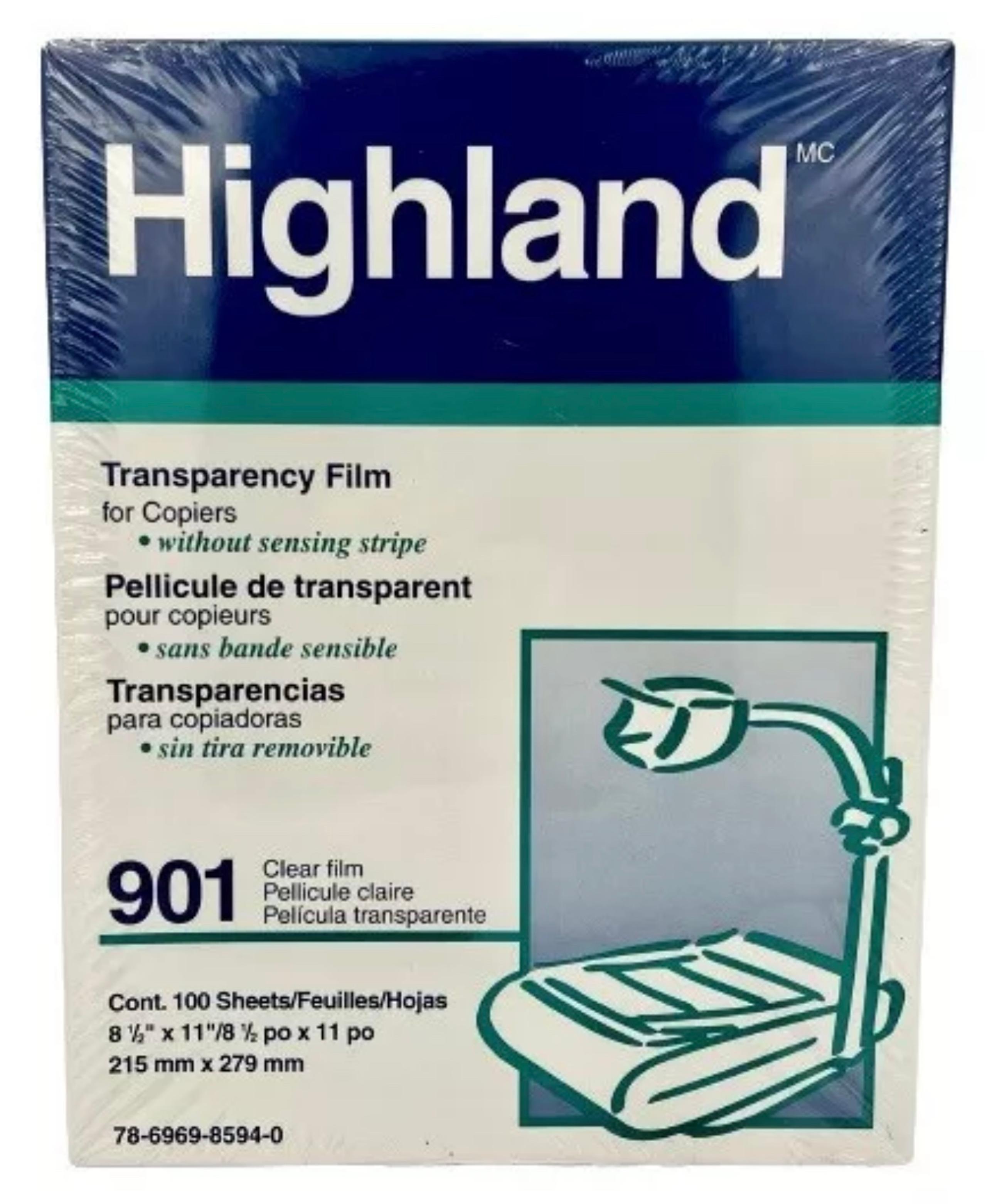 100 Sheets 901 Clear 3M Highland Transparency Film Copier Projector 8 1/2 x 11”