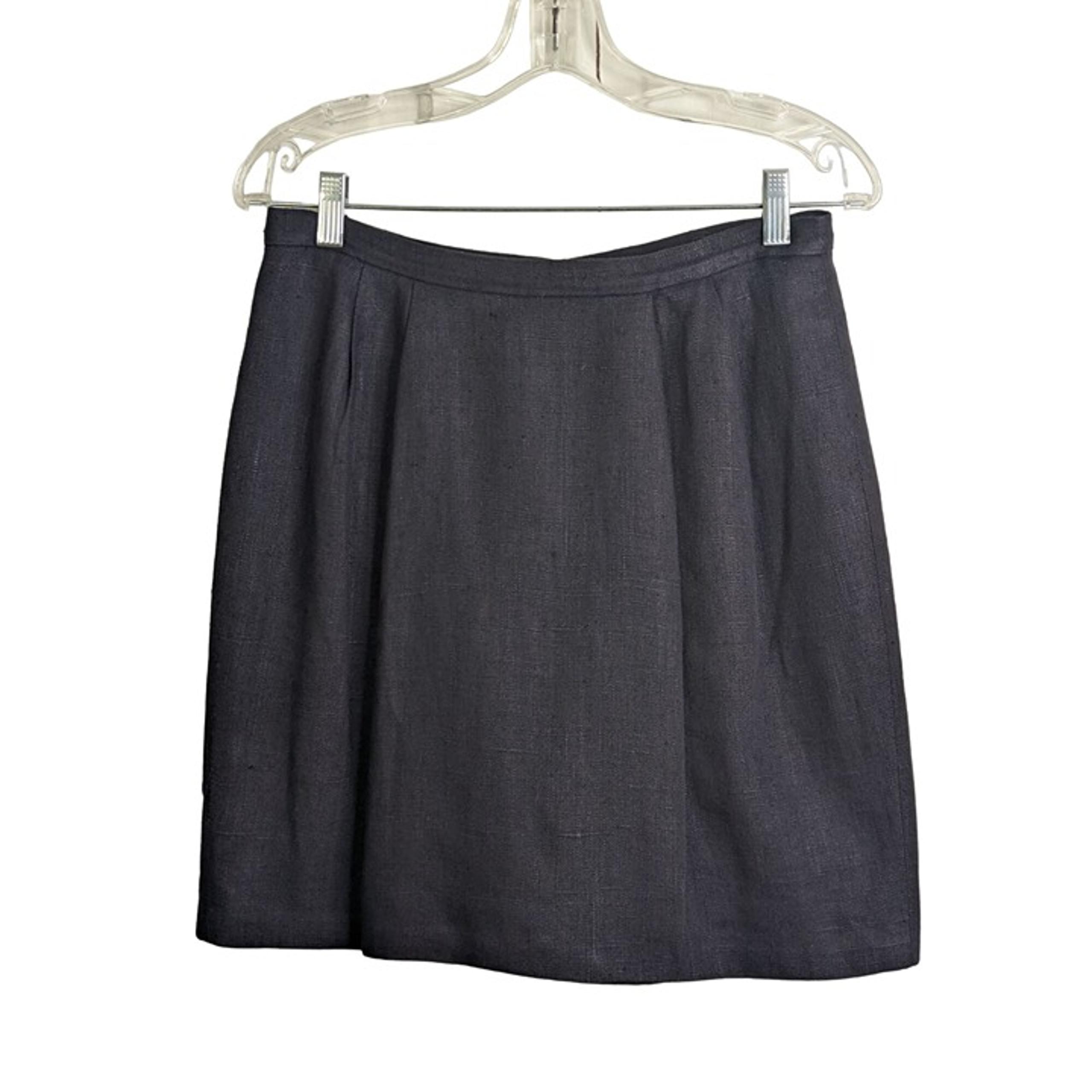 Vintage DKNY Women's FittedHigh Waist 100% Linen Mini Skirt Dark Navy Lined sz12