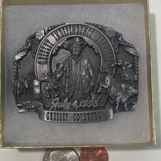Vintage 1993 Metal Belt Buckle, Greeley Independence Stampede, Colorado