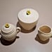 Antique Sugar Creamer and Covered Bowl 1920’s Hobnail Maruhon Ware Japanese