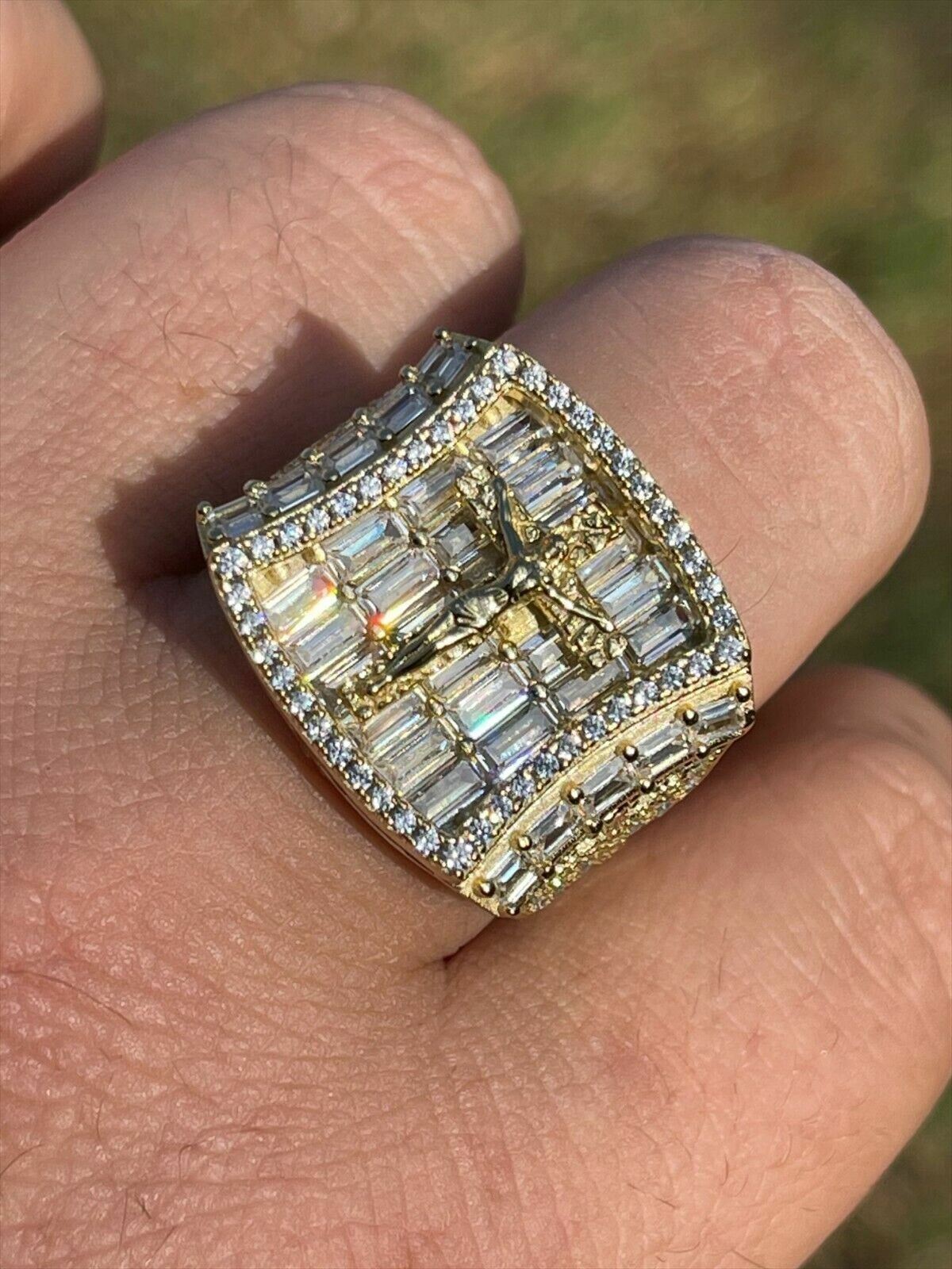 14k Gold & 925 Silver Flooded Jesus Ring