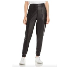 SPANX Women Faux Leather Joggers Noir High Rise Black Size Medium