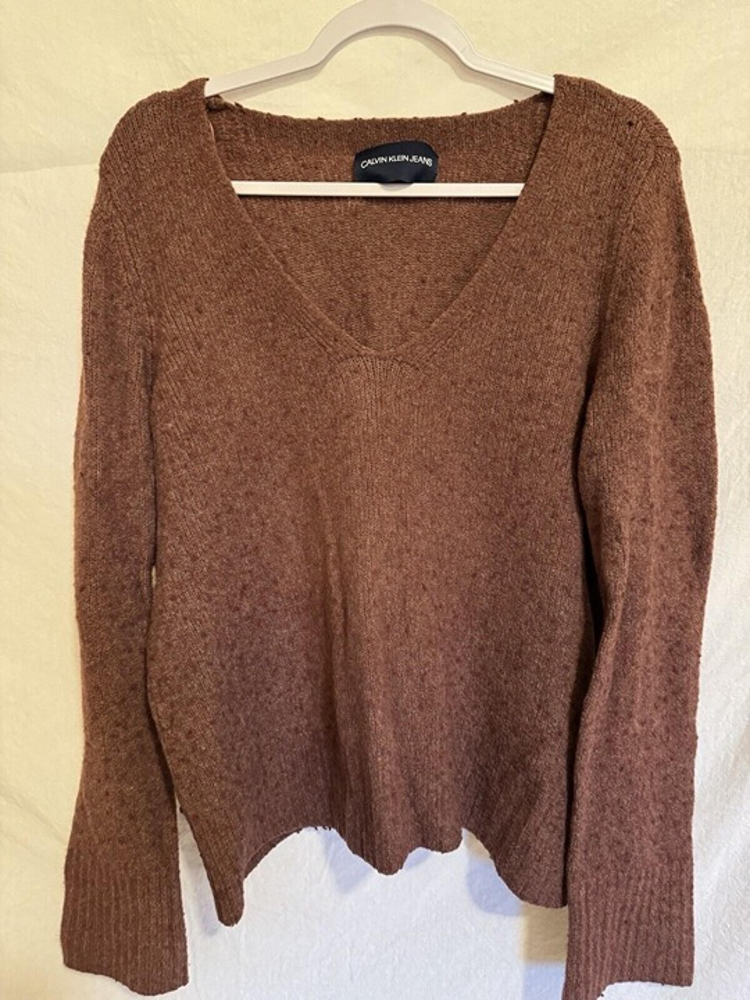Calvin Klein Jeans Mauve V-Neck Pullover Sweater Acrylic Alpaca Blend Sz M
