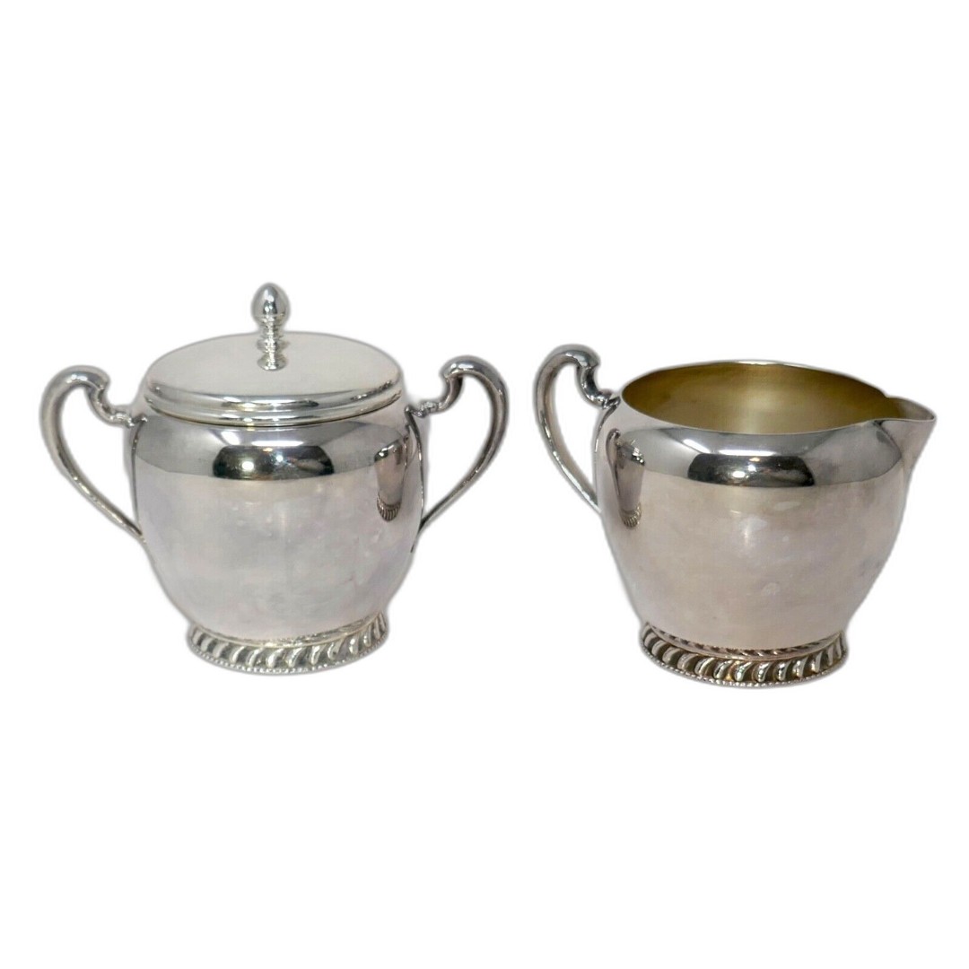 Pilgrim Silverplated Creamer & Covered Sugar Bowl Set #1376