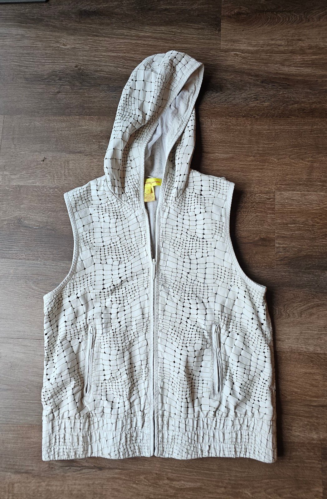 Catherine Malandrino Croc Pattern Lamb Leather Hooded Sleevless Vest size 12