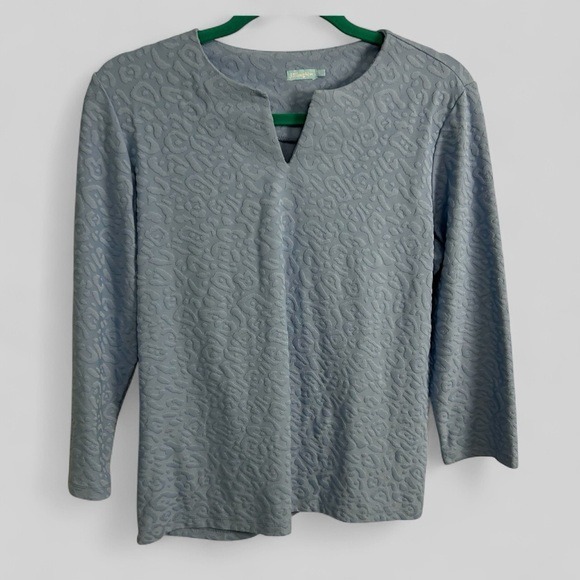 J. McLaughlin set of two textured animal print 3/4 sleeve blouses size Large