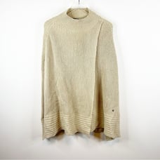 Lauren Ralph Lauren Wool Blend Faux Wrap Poncho L/XL Tan