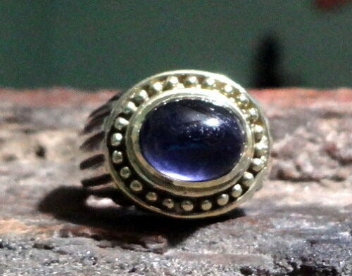 Vintage Sterling & 14k Gold Stone Ring