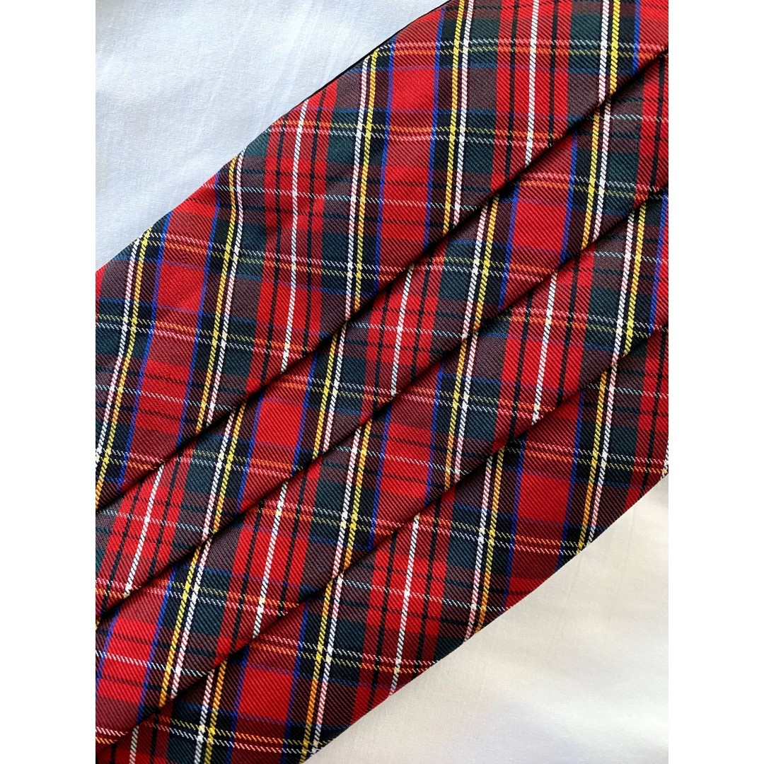 Vintage Burberry Plaid Cummerbund Tartan100% Silk Burberrys Red