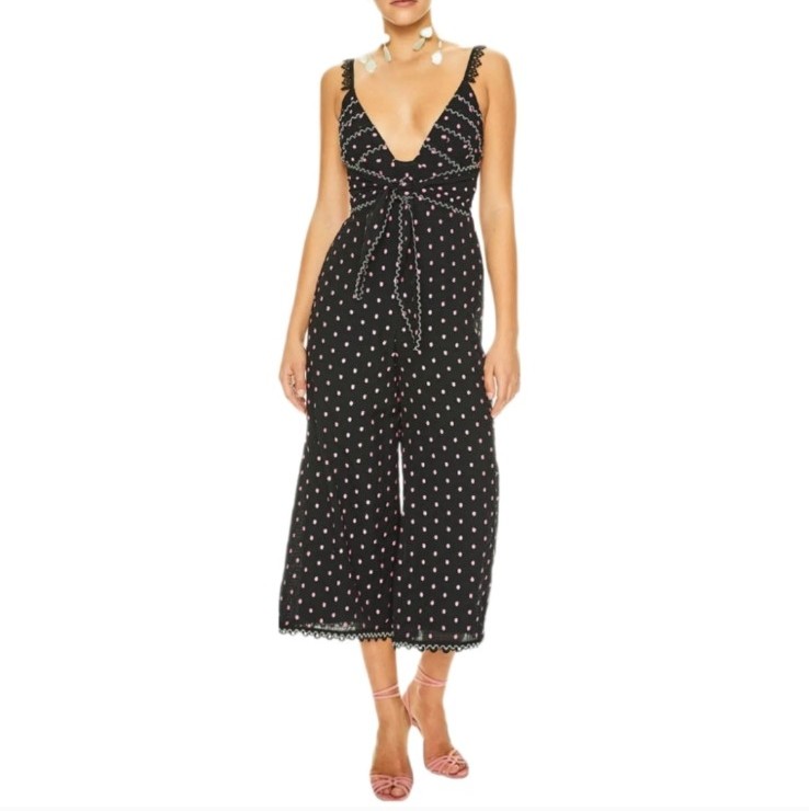 Pre-Owned Anthropologie La Maison Talulah Spotted Polka Dot Wide Leg Jumpsuit