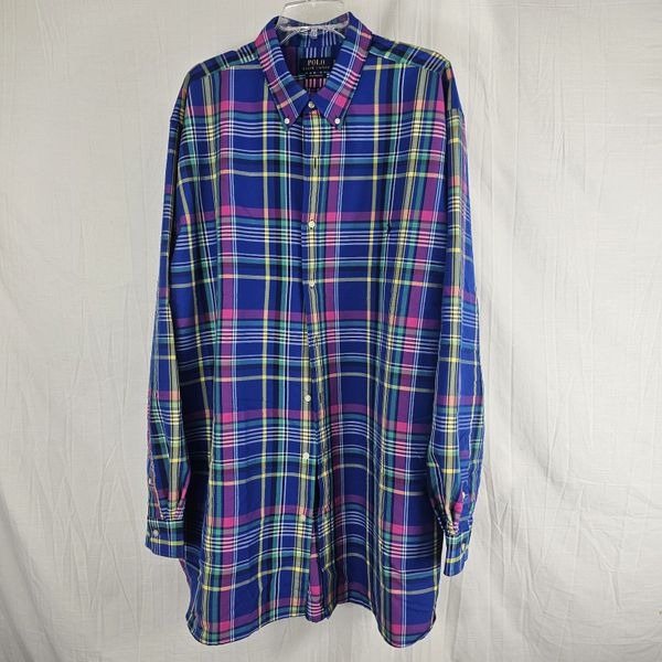 138 POLO RALPH LAUREN Men's Plaid Performance Long Sleeve Shirt Multi Size 2XLT