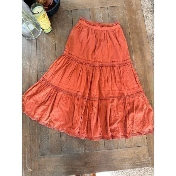 Allison New York Tiered Mini Skirt in Rust Women’s Size Small