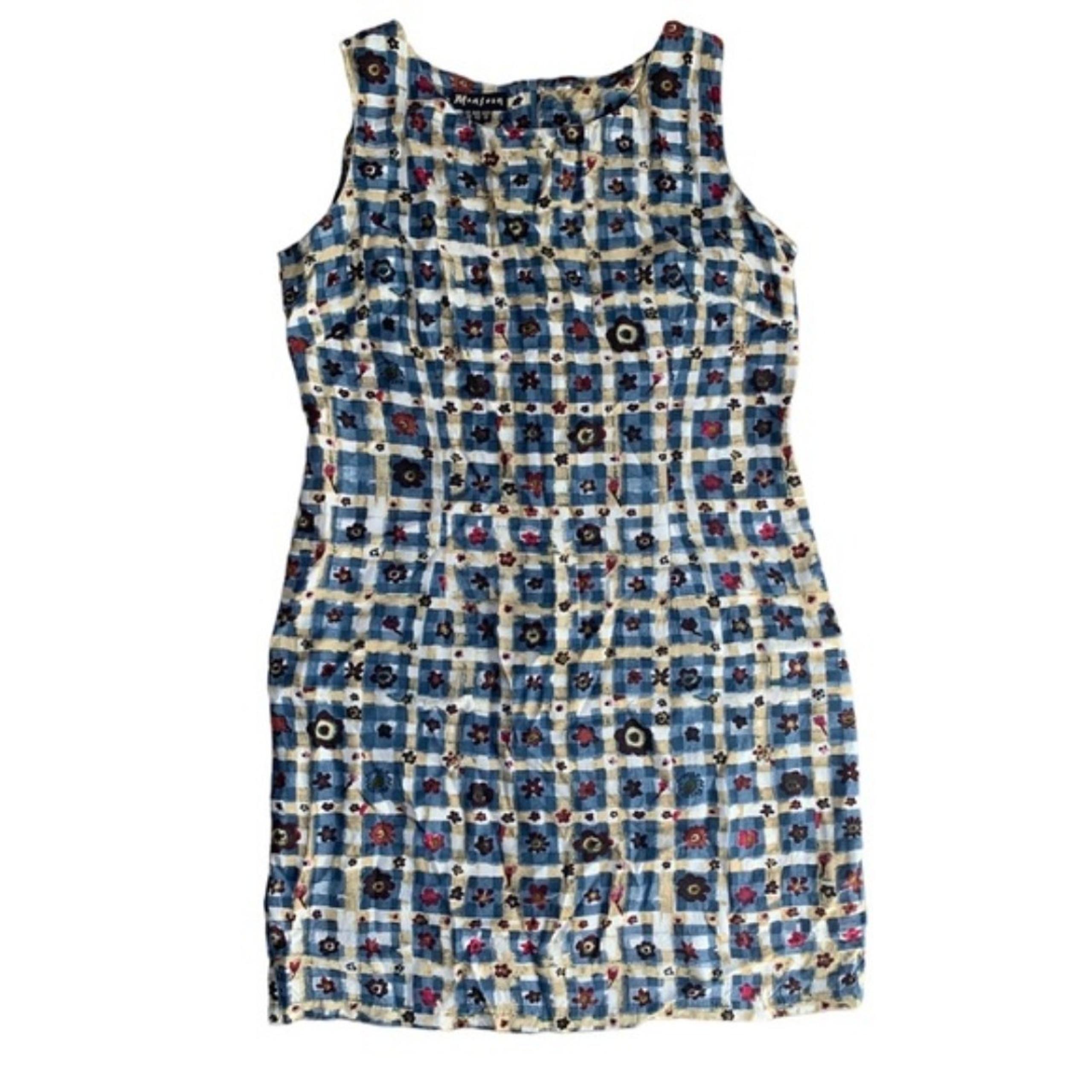 Monsoon Blue Floral Checked Mini Dress 10
