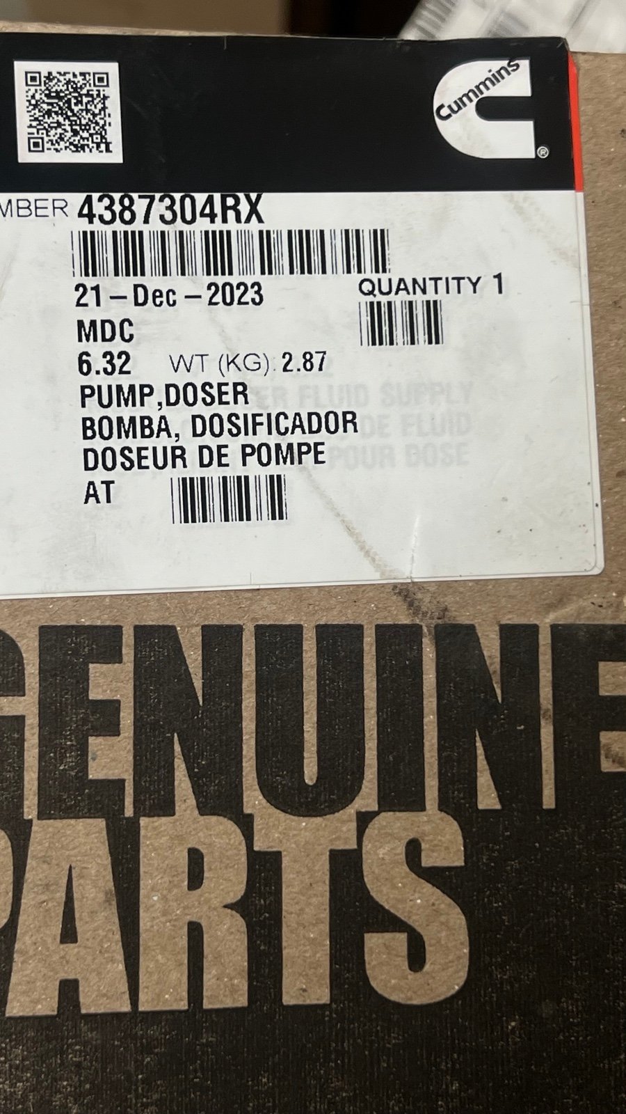 Def pump dozer 4387304RX new pump