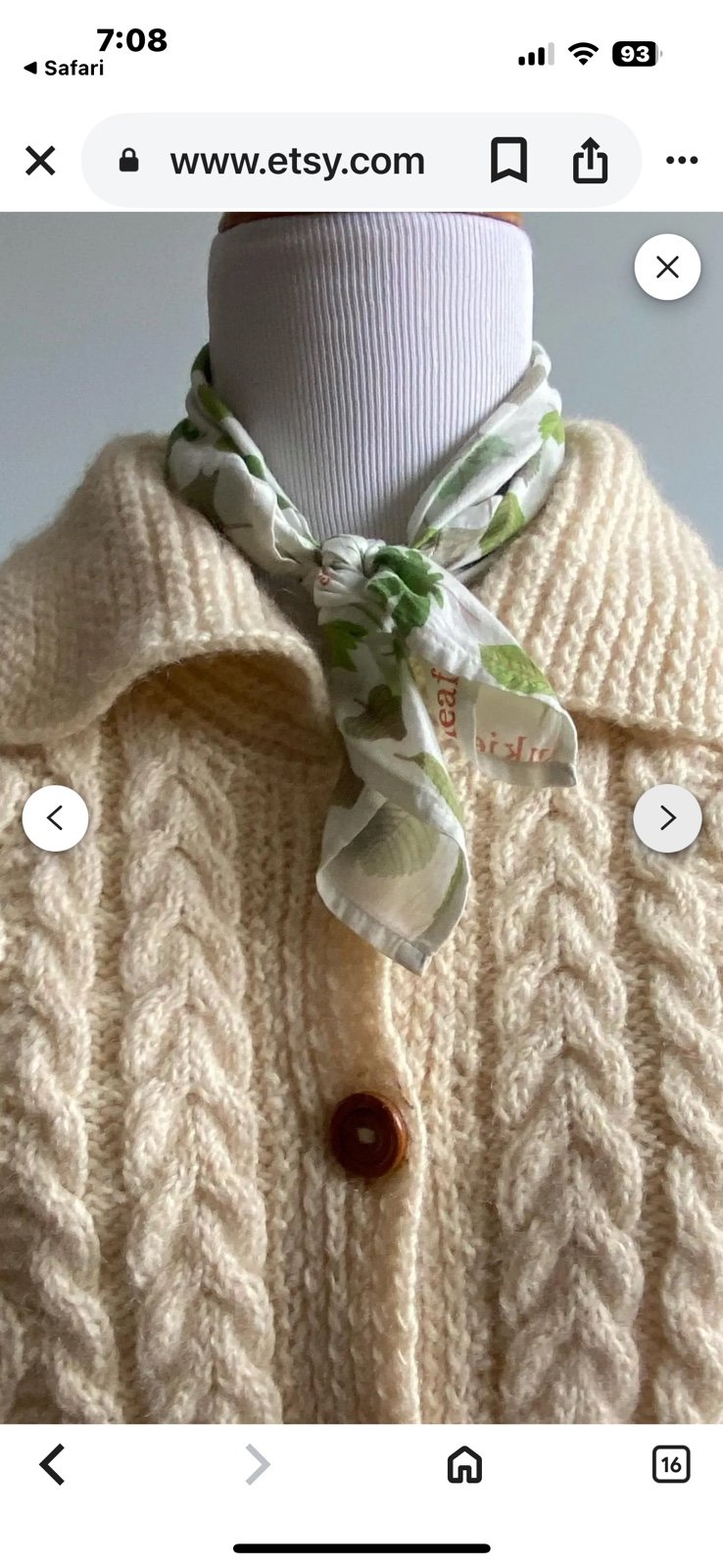 Mc Kennas of Ireland Handknit Wool Sweater Cozy Cream Cable Knit Cardigan