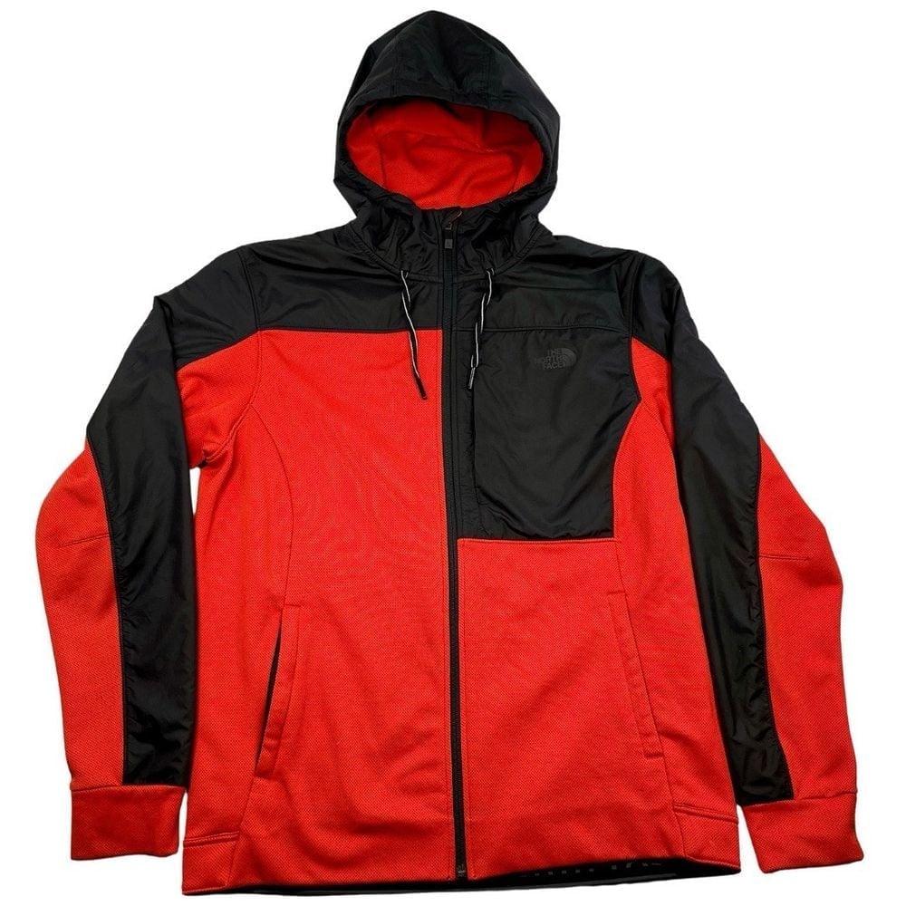 The North Face Hoodie Full Zip Jacket Lightweight Red Black Mens