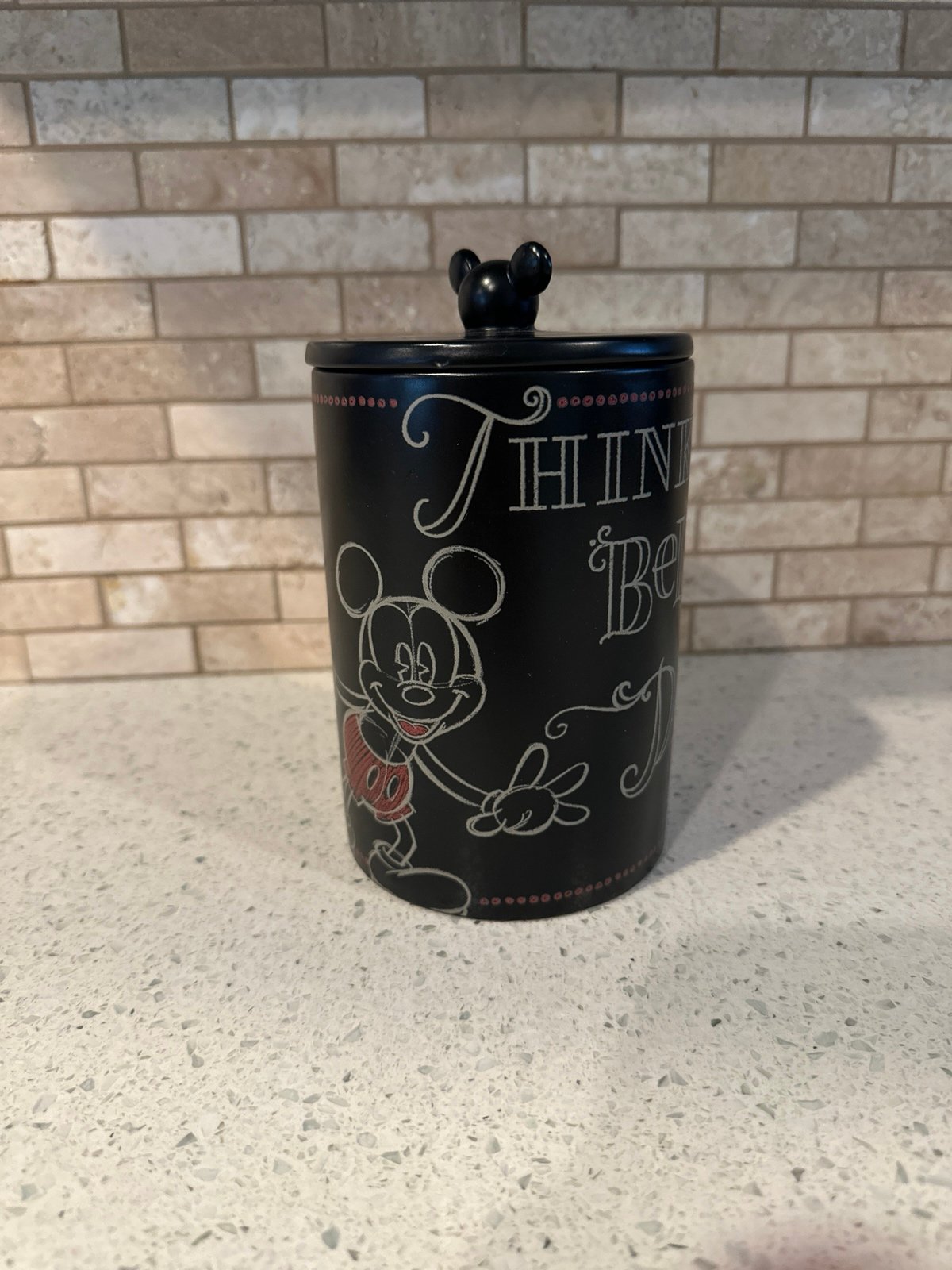 Hallmark Disney Mickey Mouse Ceramic Faux Chalk Graffiti Canister Storage Jar