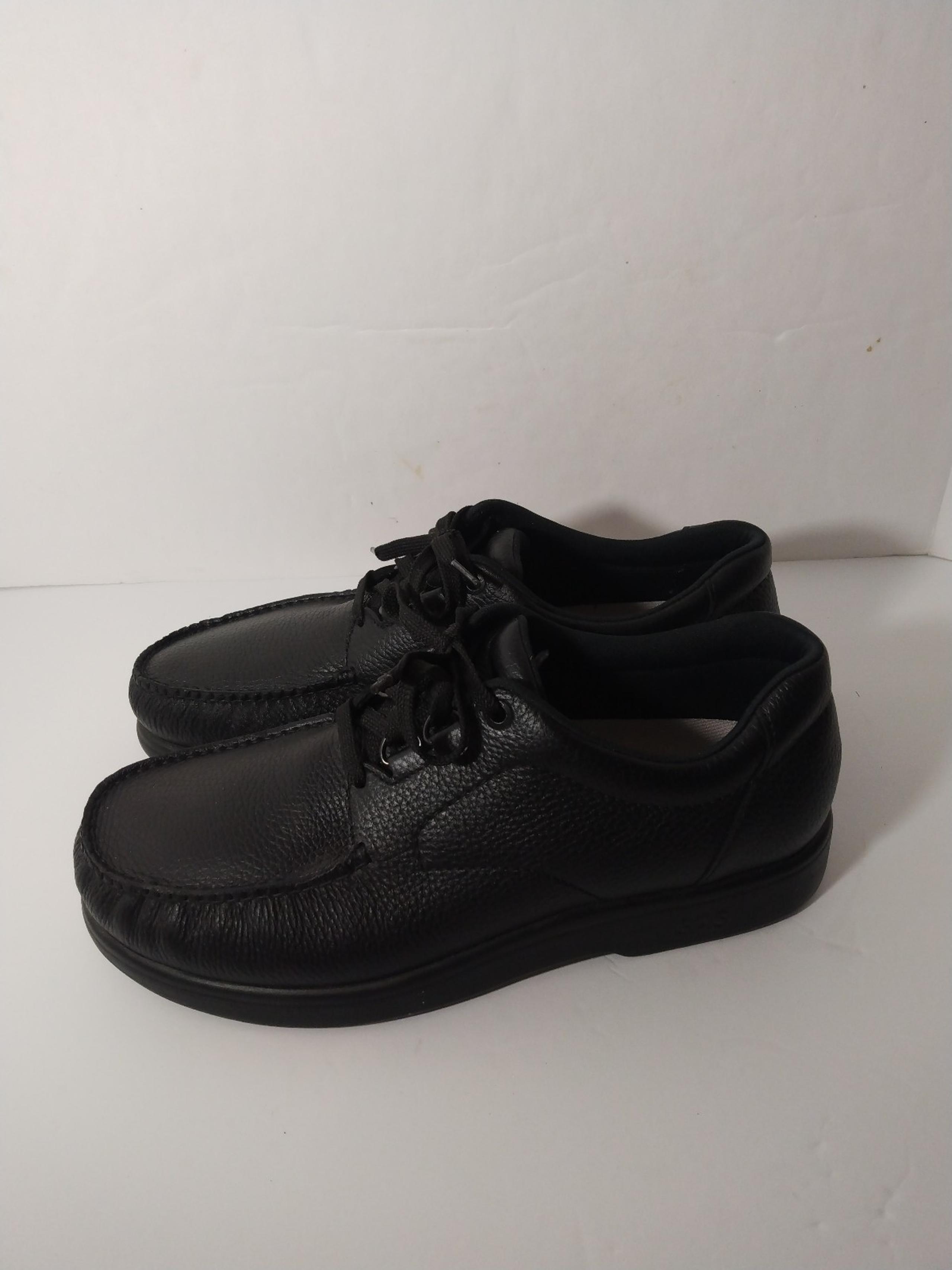 Mens SAS Bout Time Black Leather Moc Toe Shoes Sz 13N