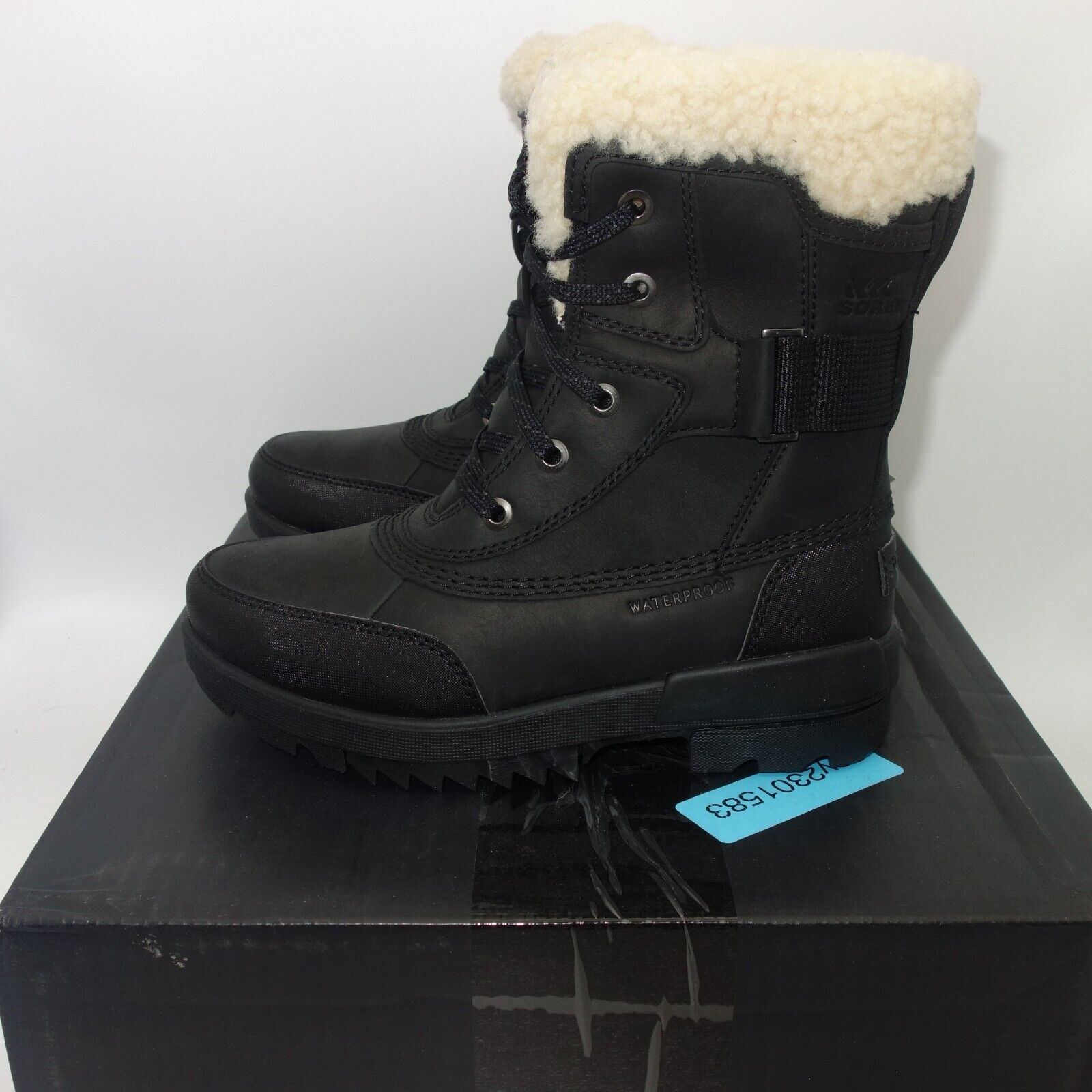 NEW Sorel Tivoli IV Parc Waterproof Boots Black Sea Salt Women's 6