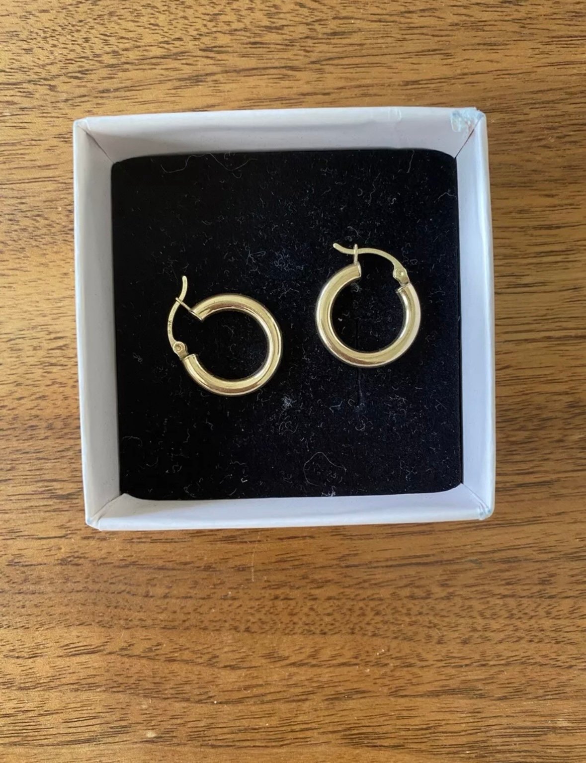 Stone and Strand small hollow hoop earrings 14k gold