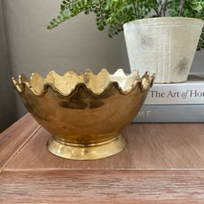 Brass Pedestal Bowl with Crown Trim Detail