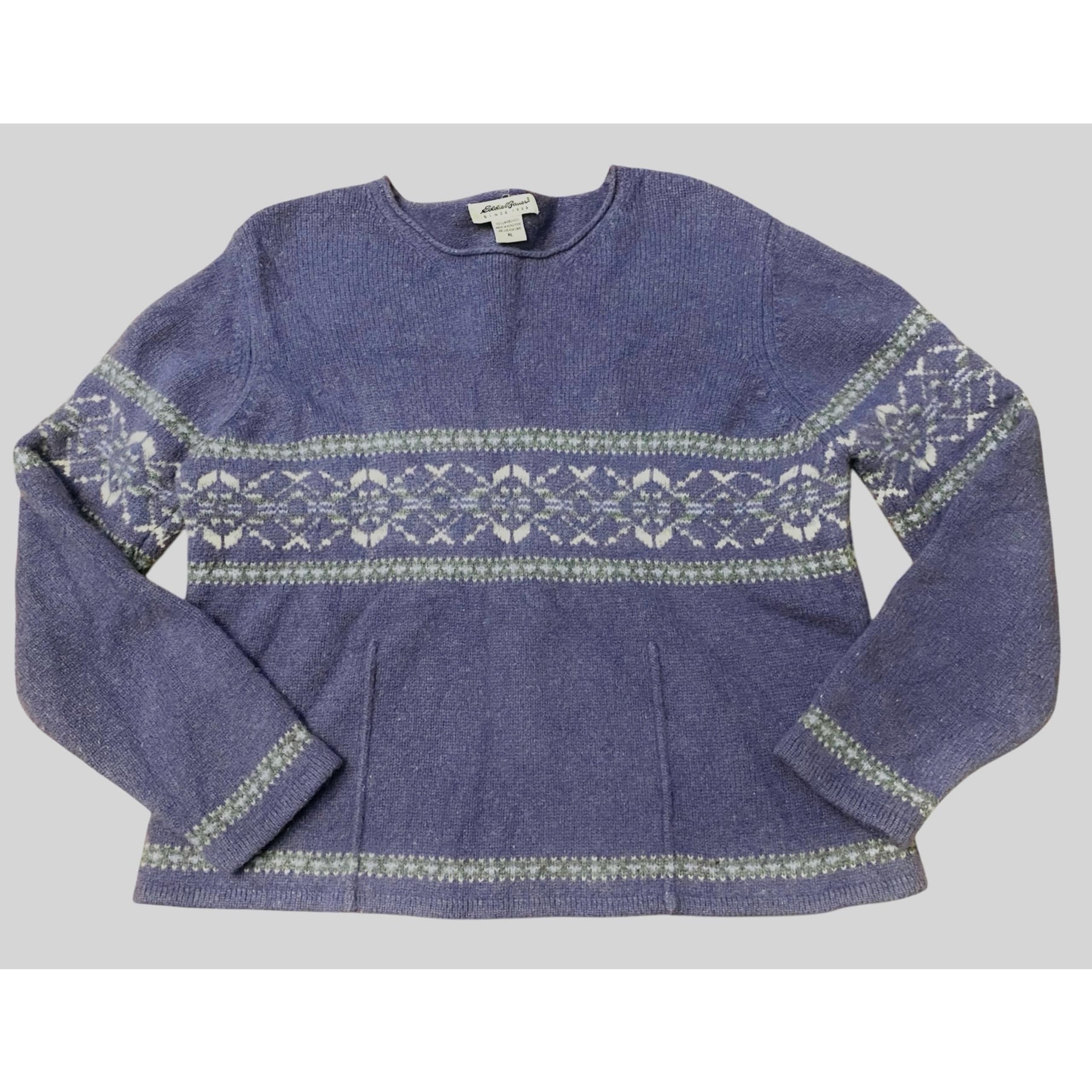 Vintage Eddie Bauer 100% Lambswool Purple Pullover Sweater Women’s XL Excellent!