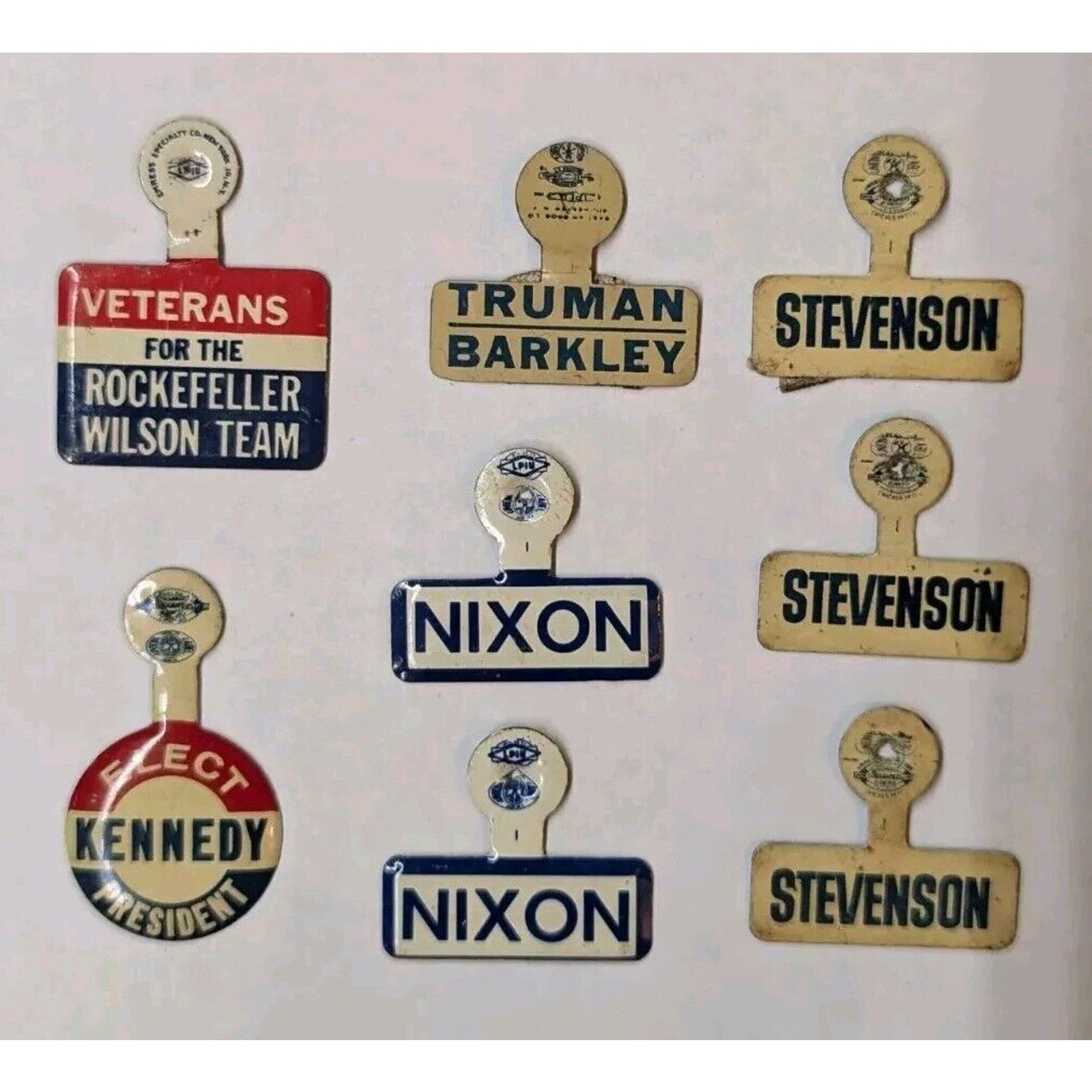 Vintage Lapel Tabs Pins Presidential Political Election Lot Nixon Truman Kennedy