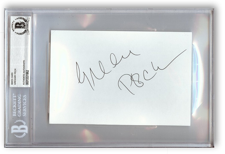 Gregory Peck Signed Autographed Index Card Hollywood Legend Actor BAS 1862