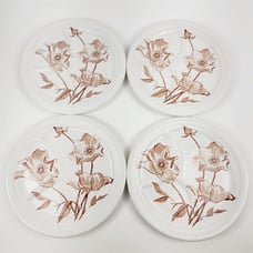4 Vintage Caribe China Restaurant Ware Divided Plates Dishes Brown Poppy 9 3/4
