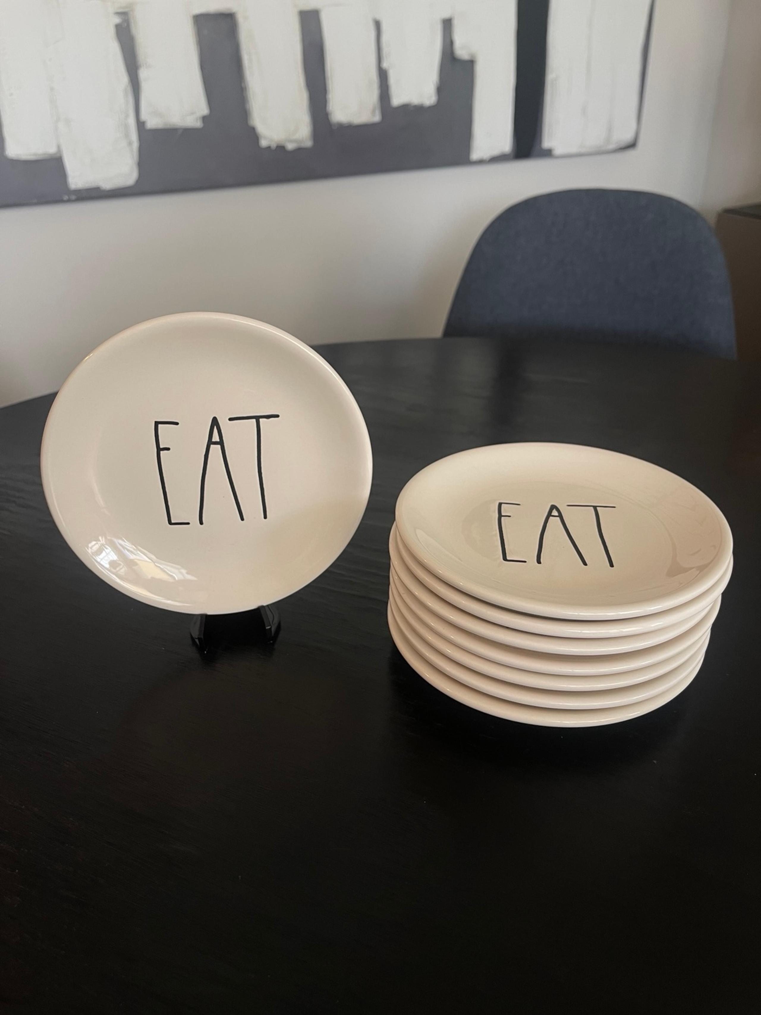 Rae Dunn Eat Ceramic Appetizer/Dessert Plate (Set of 8)