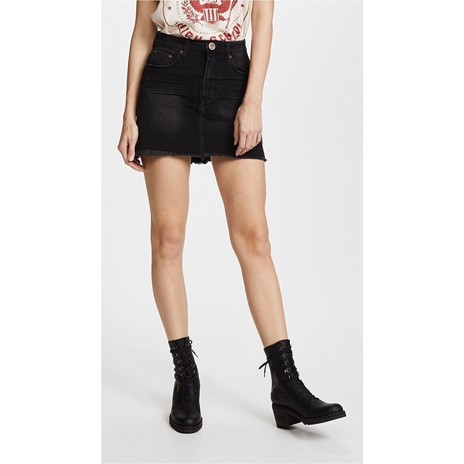 ONE x One Teaspoon Size 26 2020 Mini Skirt High Waist Short Distressed Denim
