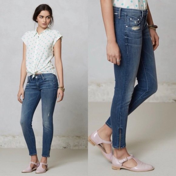 Mother | The Looker Crop Zip Jeans Graffiti Girl Size 25