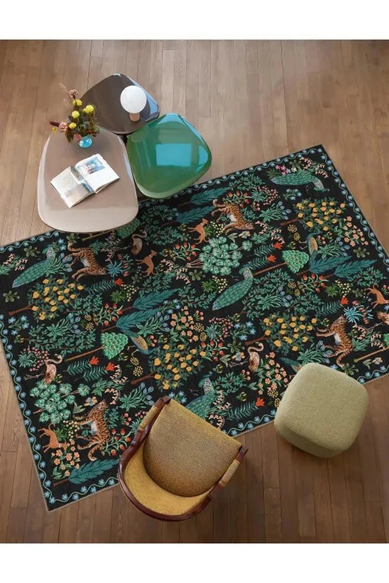 Animal and Tree Designed Pop Art Rug, Rugs for Living Room,