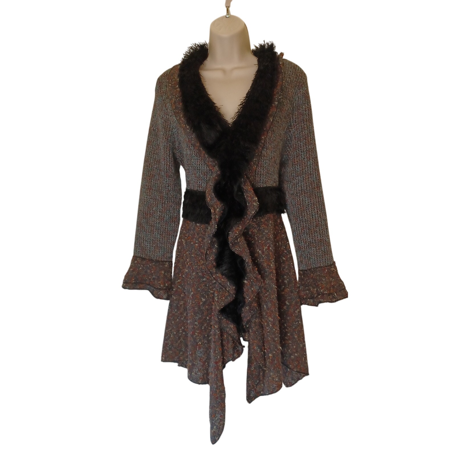 Mysterious Fantastic Mixed Media Long Cardigan L
