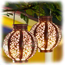 Hanging Solar Lights Outdoor Ramadan Solar Lanterns 2 Pack