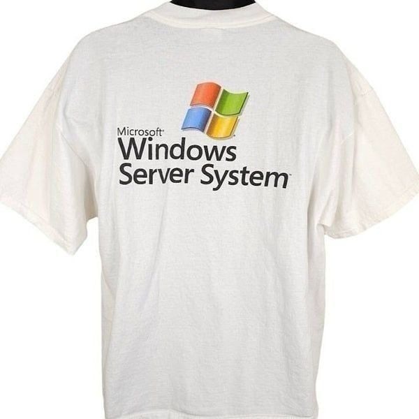 Vintage Microsoft T Shirt Mens Size XL White Y2K MMS 2005 Windows Server System