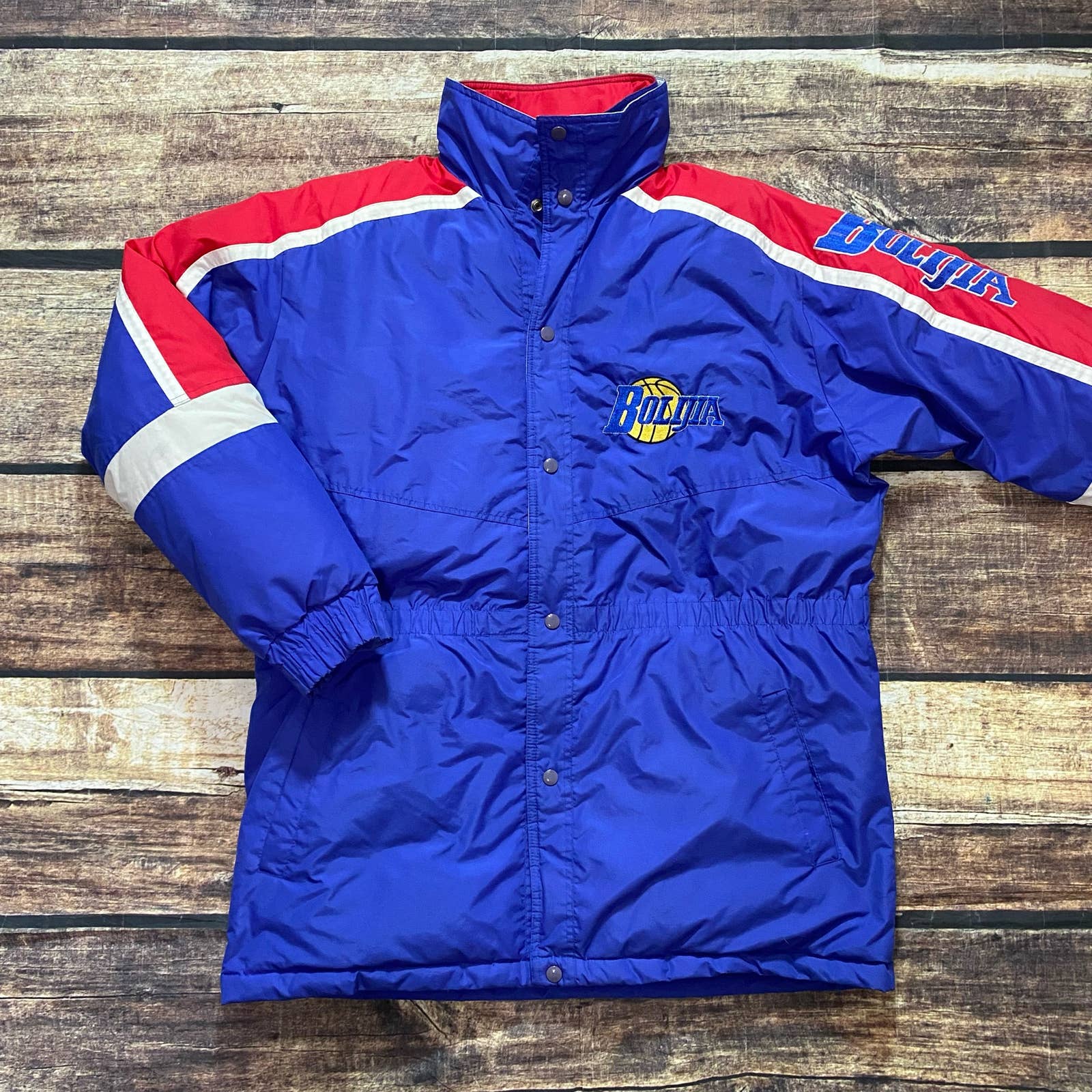 Vintage STARTER Bolijia Puffer Jacket Size Large Heavyweight Basketball Coat VTG
