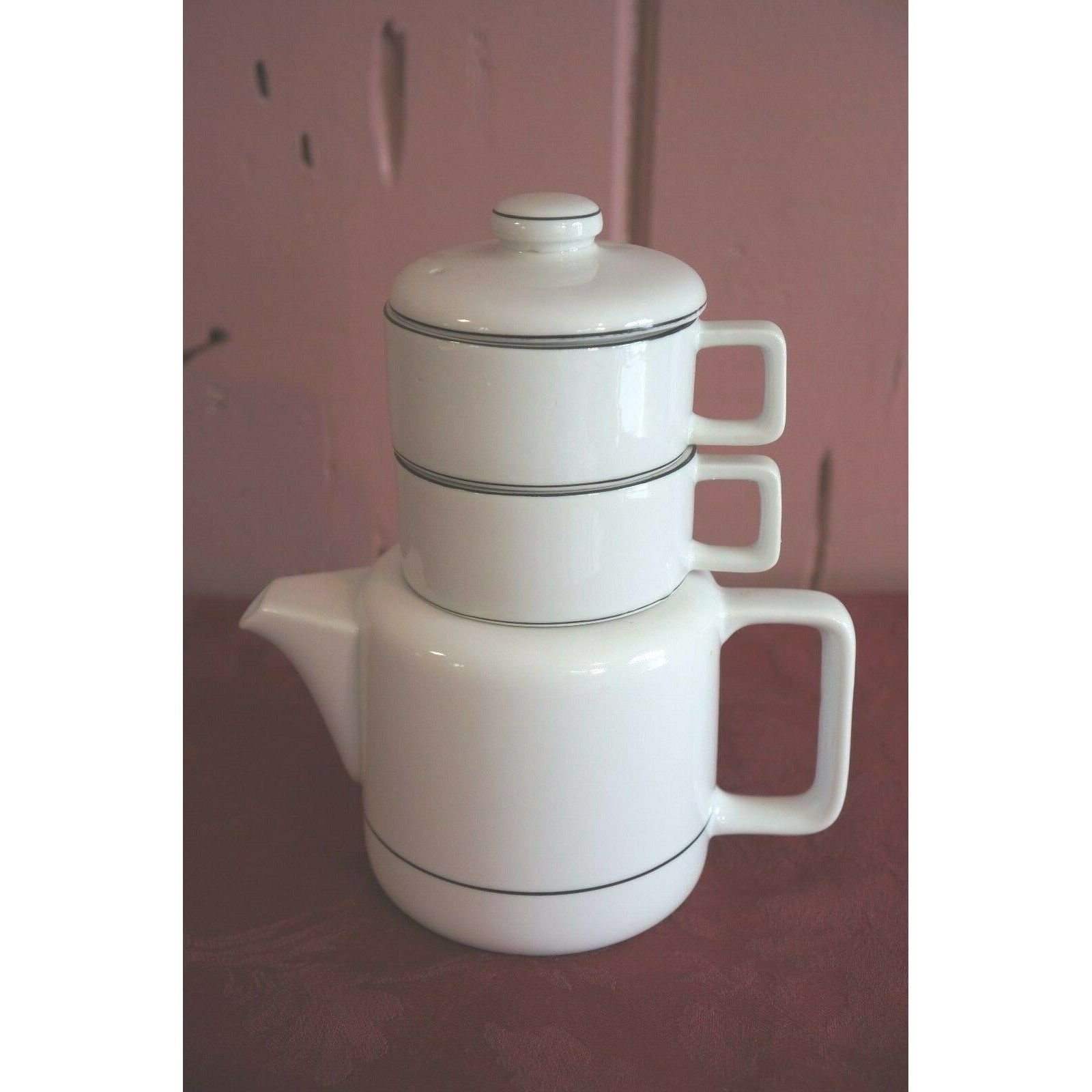 THE TOSCANY DUO COLLECTION TEA SET: TEAPOT, LID AND (2) CUPS