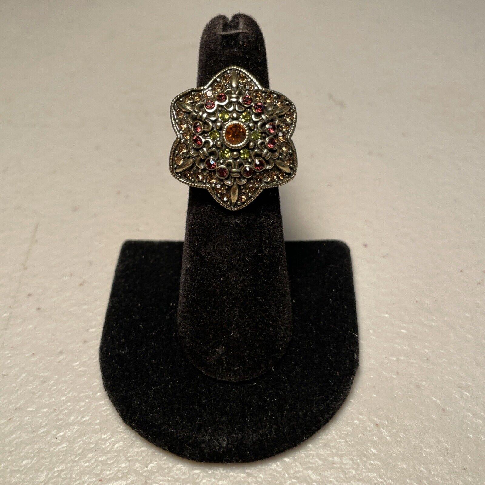 HEIDI DAUS Dare to Wear Star Dramatic Stone Ring Sz 5 Indian Pink