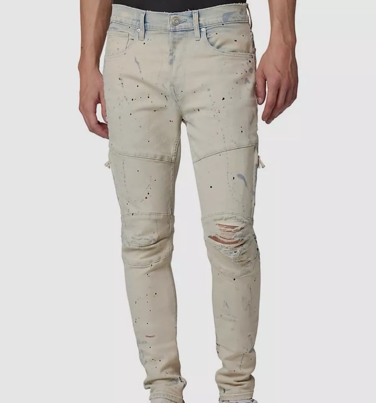 Hudson Men's White Moto Skinny-Fit Jeans Pants Size 36 Msrp 295