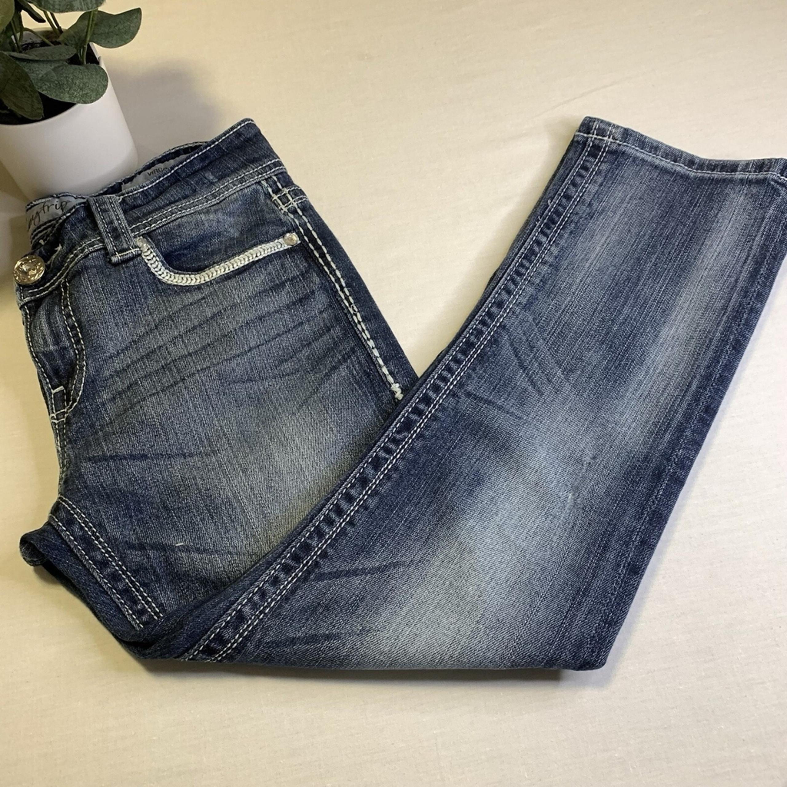 Daytrip Women's Virgo Tailored Bootcut Stretch Denim Blue Crop Jeans Size 27