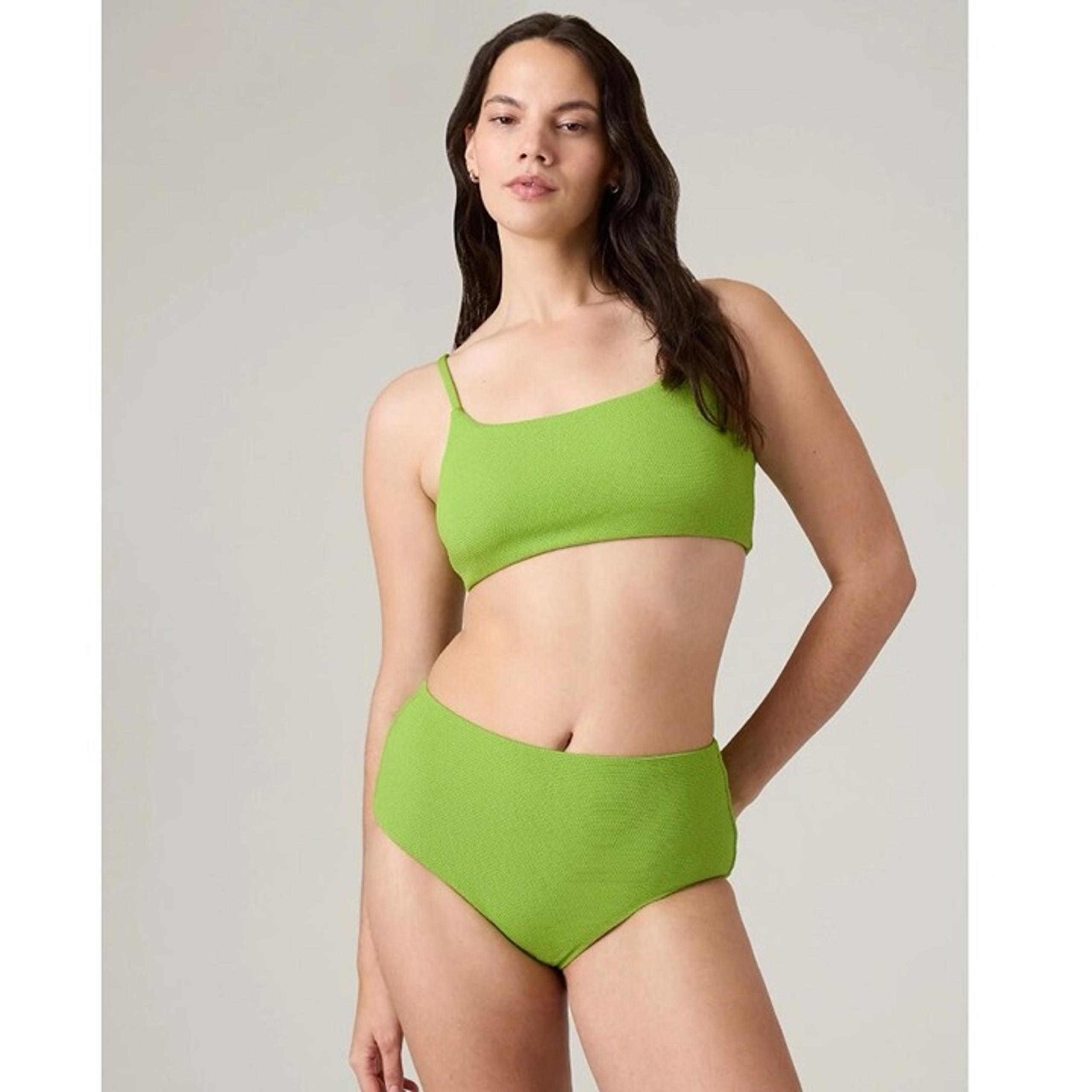 Athleta Scoop Pique Swim Bikini Set Floral Green Women's Size Medium