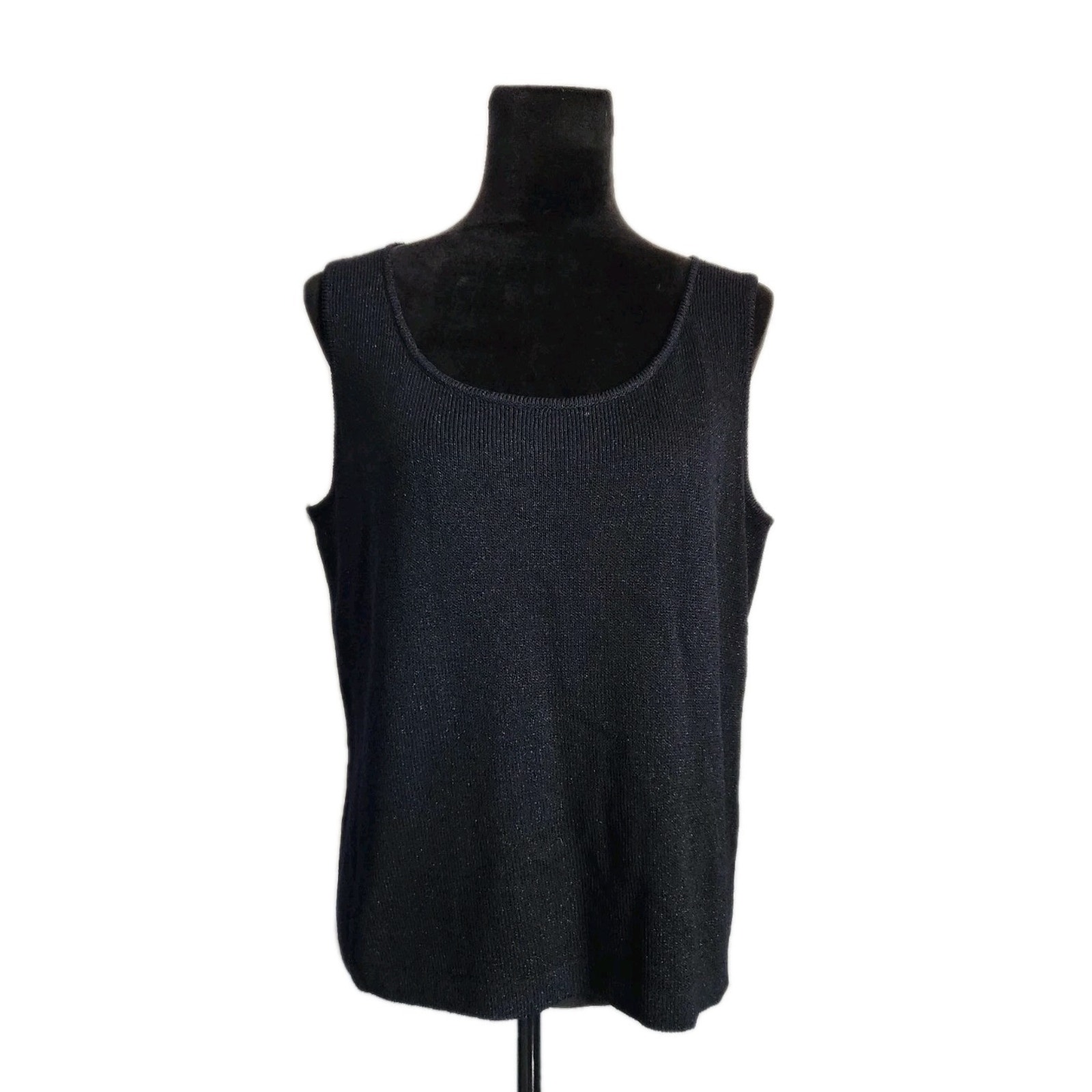 ST. JOHN Women's Santana Knit Wool Blend Tank Black With Glitters No Size Tag