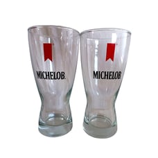 Set of 2 Clear 12 oz Michelob Beer Glasses Vintage 1990's Bar 6.25 x 3 Pilsner