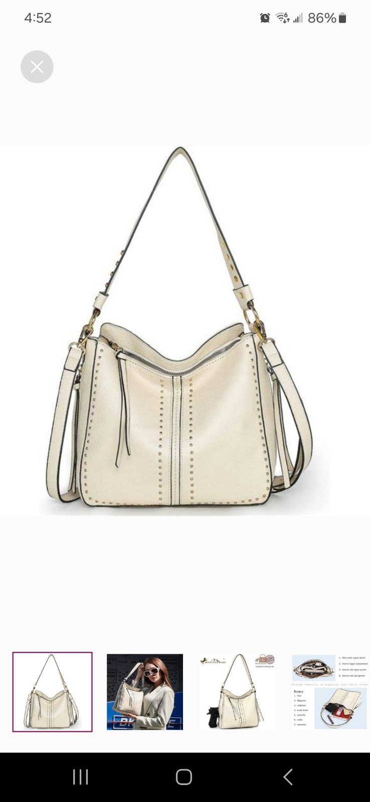 Montana West Off White Pebbled Leather Concealed Carry Tote