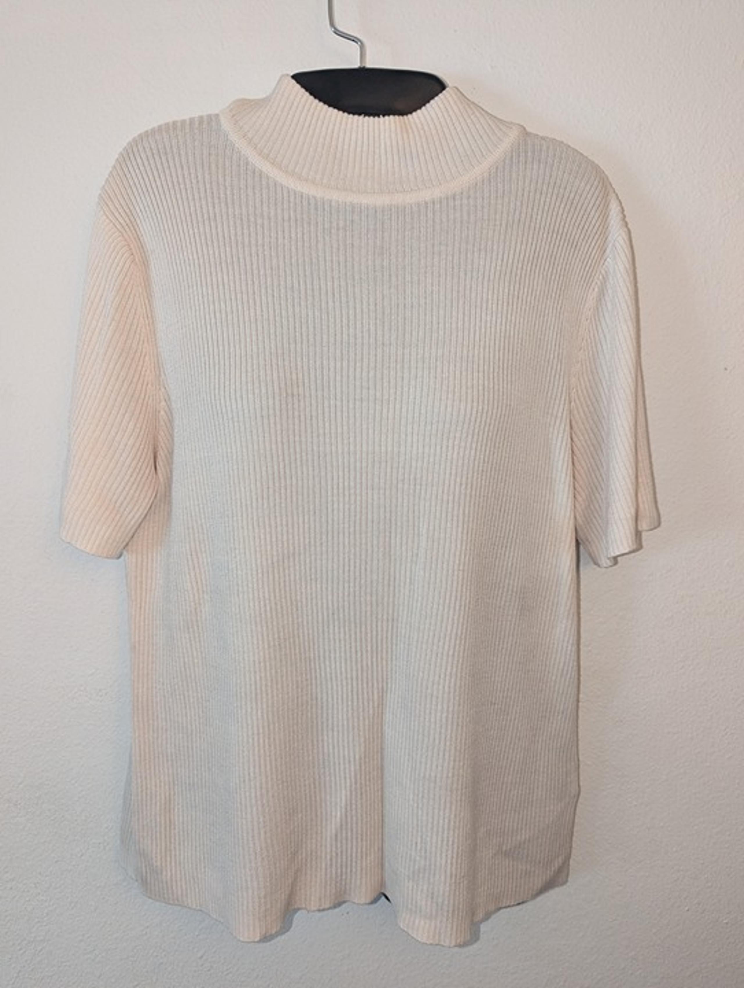 Croft & Barrow Sweater Womens Large L Ivory Short Sleeve Ribbed Knit Mock Neck