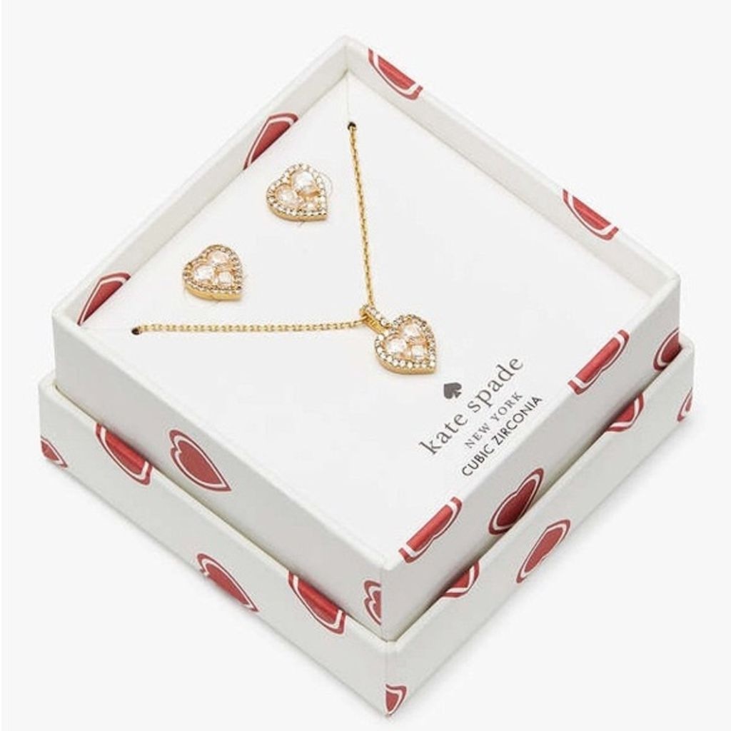 Kate Spade Spell It Out Pendant Necklace & Stud Earrings Set, NWT