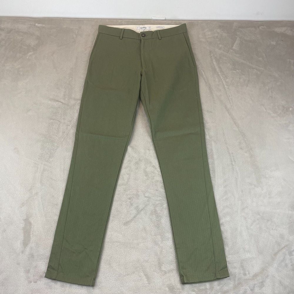 Freeman's Sporting Club Pants Men 32x34 Army Green Twill Chino Trousers USA NWOT