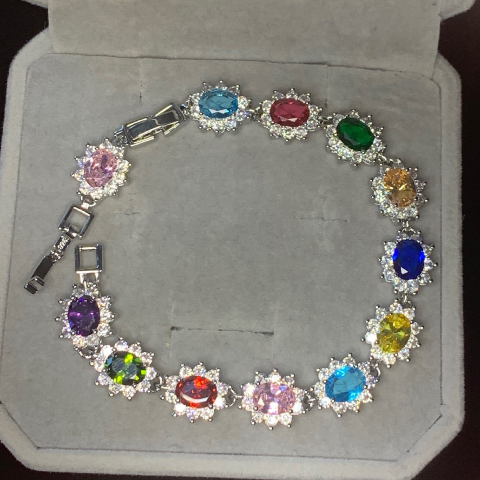 S925 vintage Multi Gemstones tennis bracelet